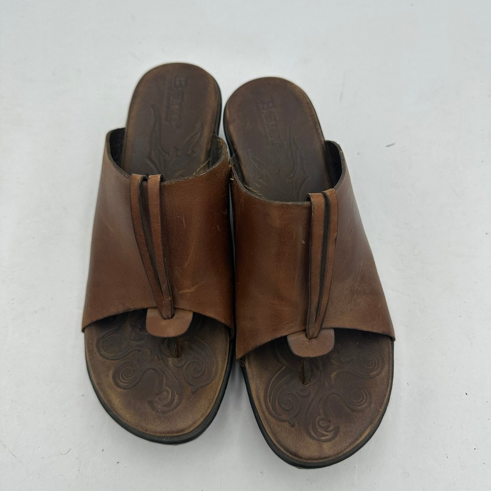 Born Womens Y2K Leather Wedge Thong Slide Sandals Size 8 Platform Boho Hippie - Picture 3 of 11